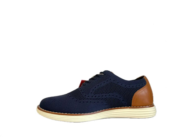XTI Scarpe stringate uomo in tessuto navy con particolari cuoio