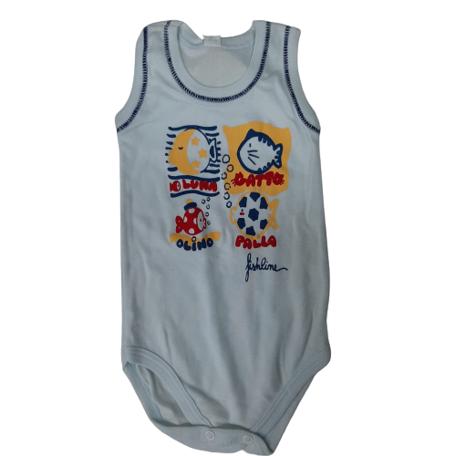 Body Canotta in Cotone Leggero Celeste neonato