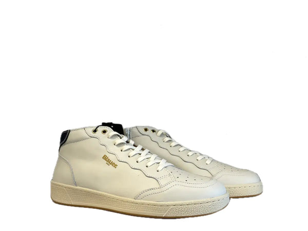BLAUER Sneakers alta uomo Murray 02 in pelle white