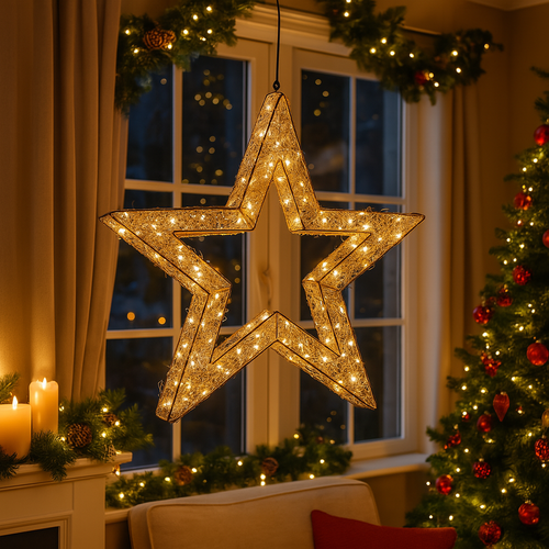 Stella natalizia, con Timer, con luce LED a luce extra-calda per decorazioni natalizie