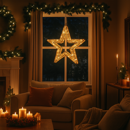 Stella natalizia, con Timer, con luce LED a luce extra-calda per decorazioni natalizie