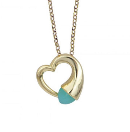 Boccadamo - Collana con cuore piccolo e cristallo color amazzonite