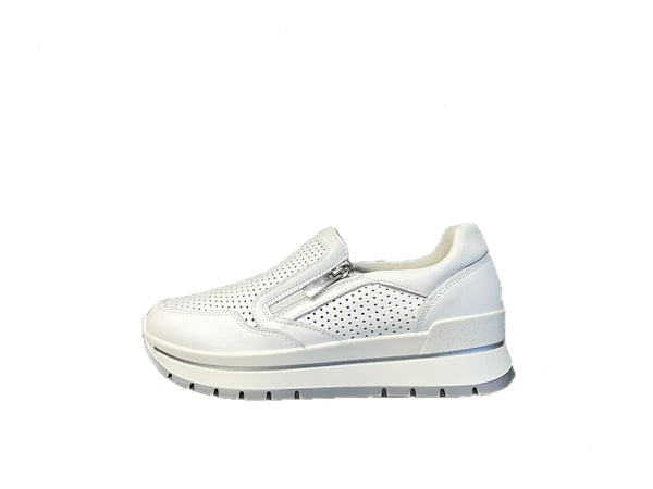 IGI &amp; CO.. Sneakers donna in pelle forata soft bianca
