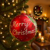 Palline per albero di Natale in vetro decorate tricolore con glitter