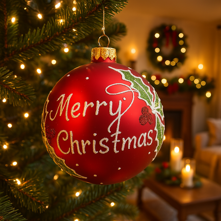 Palline per albero di Natale in vetro decorate tricolore con glitter