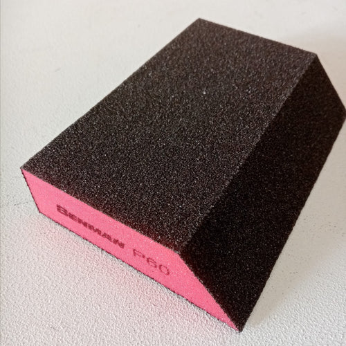 Spugna abrasiva rossa 125x90x25mm grana 60 per intonaco legno plastica pittura - 1pz