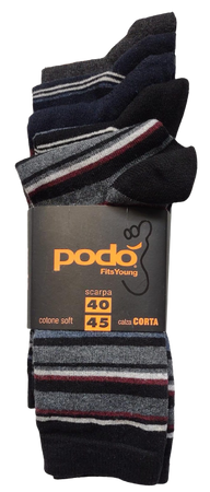 Podò Calze Corte Uomo in cotone soft Confezione da 5 paia