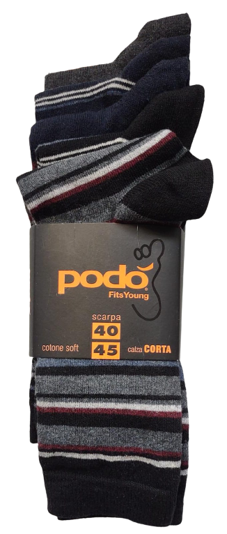 Podò Calze Corte Uomo in cotone soft Confezione da 5 paia