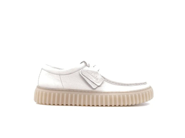 CLARKS TORHILL LO Stringata uomo in pelle bianca