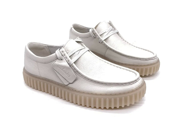 CLARKS TORHILL LO Stringata uomo in pelle bianca