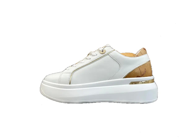 PRIMA CLASSE Sneakers donna bianche con dettagli geo oro ALVIERO MARTINI