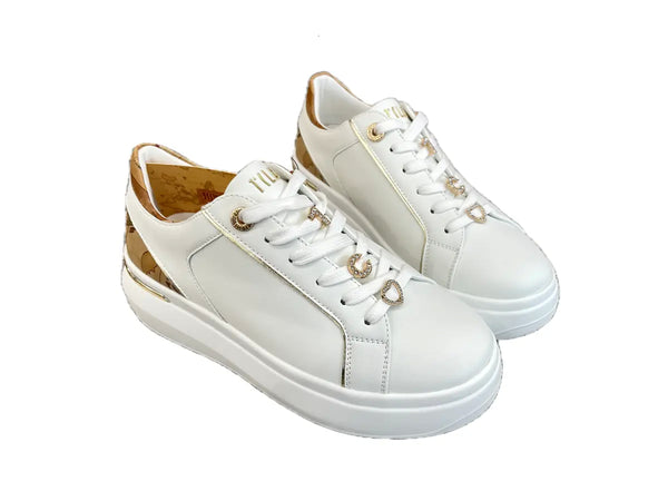 PRIMA CLASSE Sneakers donna bianche con dettagli geo oro ALVIERO MARTINI