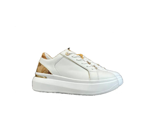 PRIMA CLASSE Sneakers donna bianche con dettagli geo oro ALVIERO MARTINI