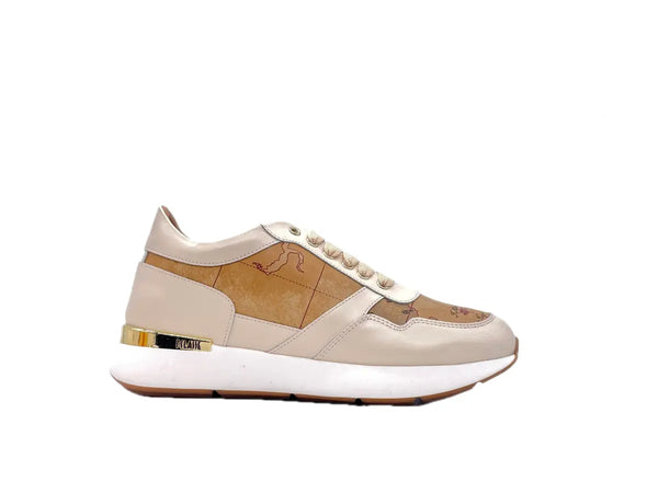 ALVIERO MARTINI 1 Classe Sneakers donna beige Geo e gold