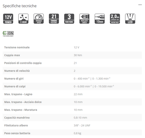FF-Group CHD 12V PLUS trapano avvitatore con percussione con 2 batterie uso semi professionale