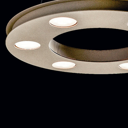 Lampadario moderno Illuminando UFO SP 6+3 GX53 LED sospensione metallo bianco sabbia tondo