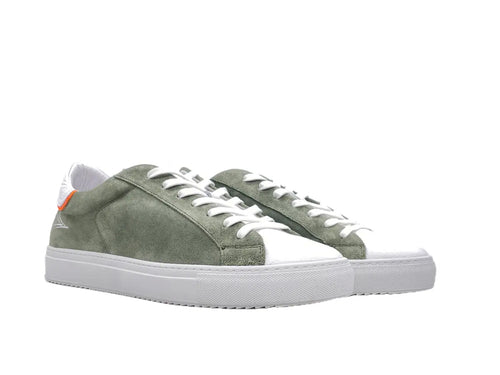 NEVVER LANZAROTE Sneaker uomo in pelle bianca e camoscio salvia