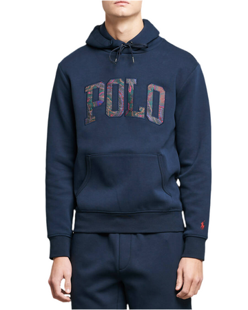Felpa Ralph Lauren Uomo Navy Con Cappuccio in 100% Cotone Felpa Con Logo