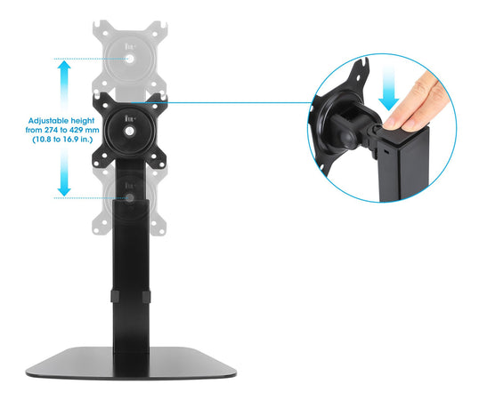 Supporto da Tavolo Stand per Monitor 15-32'' con Molla a Gas Regolabile e Base