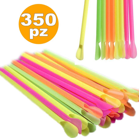 350 CANNUCCE COLORATE CON CUCCHIAIO PER GRANITE FRULLATI BEVANDE BIBITE COCKTAIL  Trade Shop italia - Napoli, Commerciovirtuoso.it