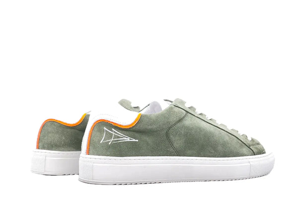 NEVVER LANZAROTE Sneaker uomo in pelle bianca e camoscio salvia