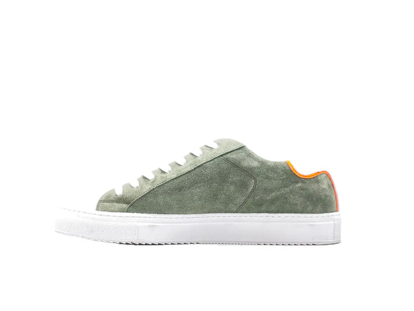 NEVVER LANZAROTE Sneakers uomo in pelle bianca e camoscio salvia