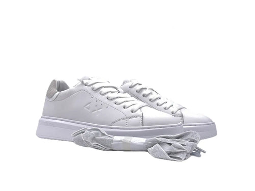 SUN68 GRACE LEATHER Sneaker donna in pelle bianca con dettaglio beige