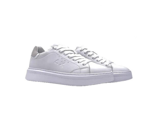 SUN68 GRACE LEATHER Sneaker donna in pelle bianca con dettaglio beige