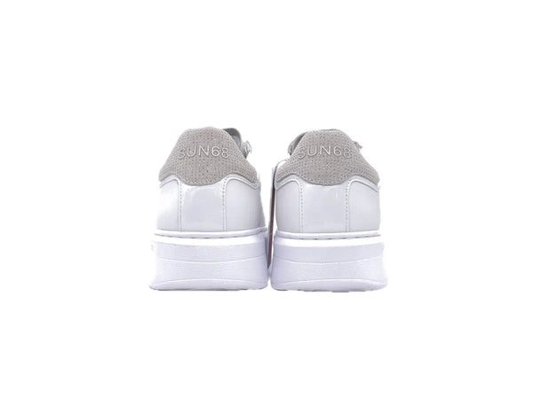 SUN68 GRACE LEATHER Sneaker donna in pelle bianca con dettaglio beige