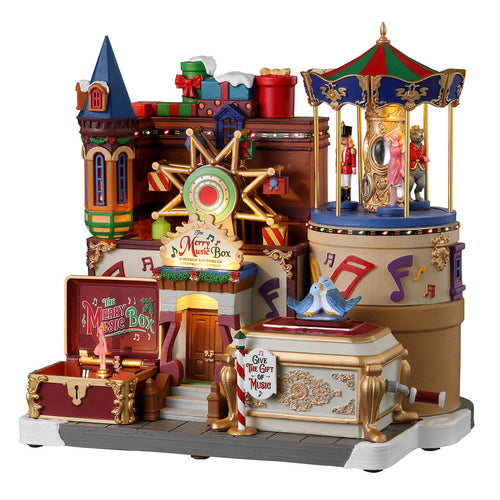Decorazione per villaggio di Natale The Merry Music Box con scene e suoni