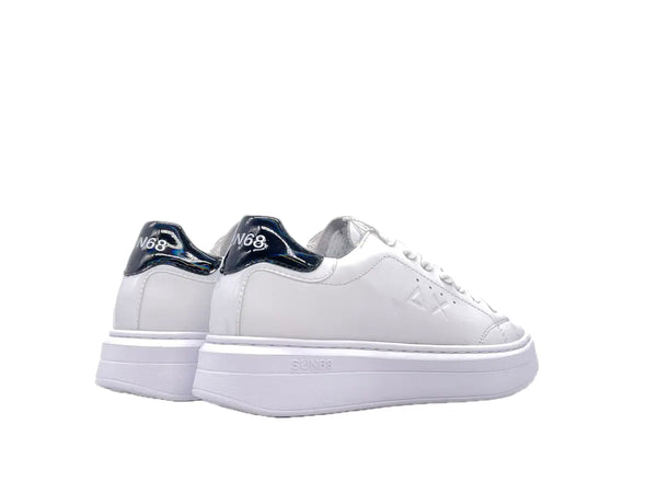 SUN68 GRACE LEATHER Sneakers donna in pelle bianca con dettaglio nero