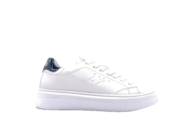 SUN68 GRACE LEATHER Sneaker donna in pelle bianca con dettaglio nero