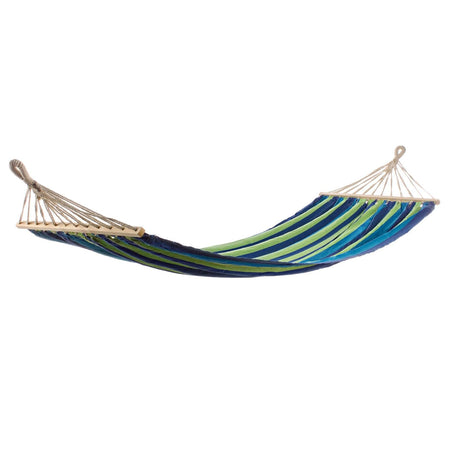 Amaca "Savana" in tessuto singola 200 x 100 cm, 1 posto dondolo da giardino con asta in legno