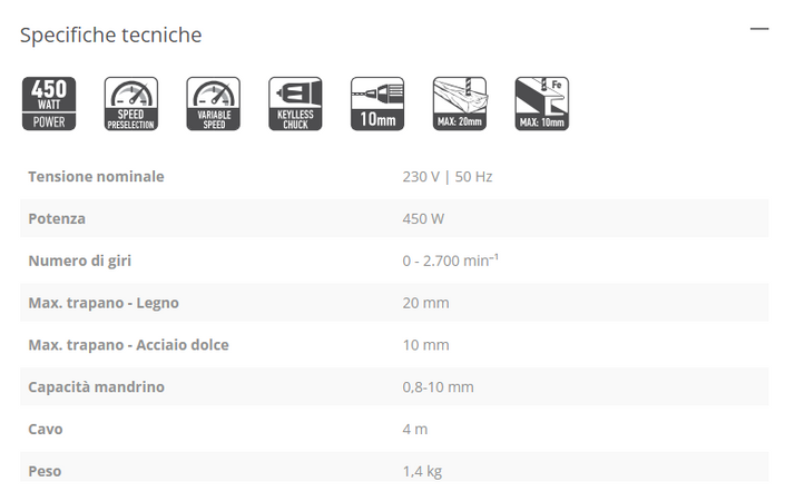 FF-Group RD 450 EASY trapano rotativo da 450W - uso non professionale