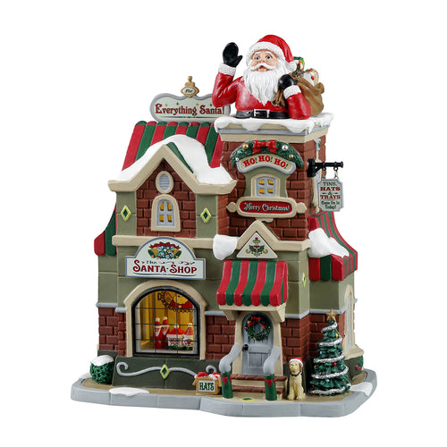 Decorazione per villaggio di Natale Il negozio di Babbo Natale in porcellana, con luci e suoni