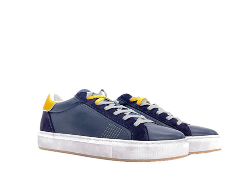 CRIME LONDON LOW TOP ESSENTIAL 2.0 sneaker uomo navy yellow