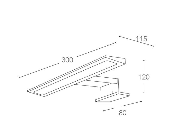 Applique a Led per specchio con doppio sistema di fissaggio 4000k 650 Lumen 8W 30 x 12H cm