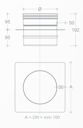 Supporto a solaio MF da 80mm in acciaio AISI 304