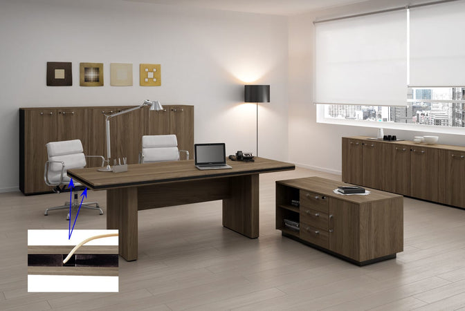 Scrivania da ufficio direzionale in legno cm. 180/210x90x75h