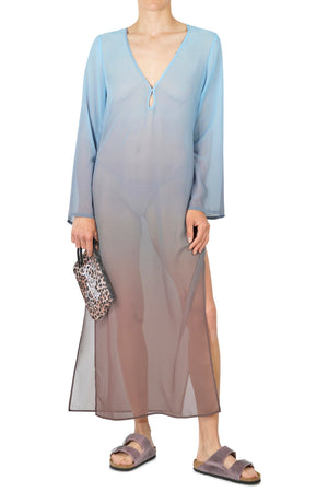 MC2 SAINT BARTH MC2 Saint Barth - Caftano - 450898 - Azzurro/Marrone da donna