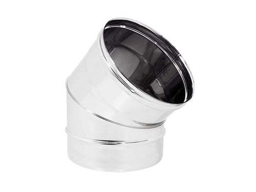 Gomito curva acciaio inox 450mm 5 decimi a 45 gradi AISI 304