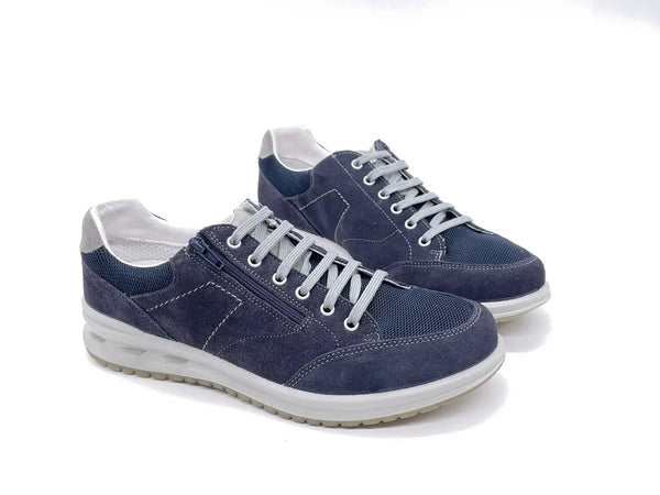 GRISPORT ACTIVE Sneaker uomo con laccio e zip nubuk blu 43069V18