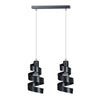 Lampadario Moderno 2 Luci Saga In Acciaio Nero Con Fasce A Spirale