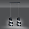 Lampadario Moderno 2 Luci Saga In Acciaio Nero Con Fasce A Spirale