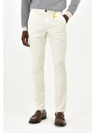 Manuel Ritz pantalone uomo con pinces slim tinto capo in cotone stretch