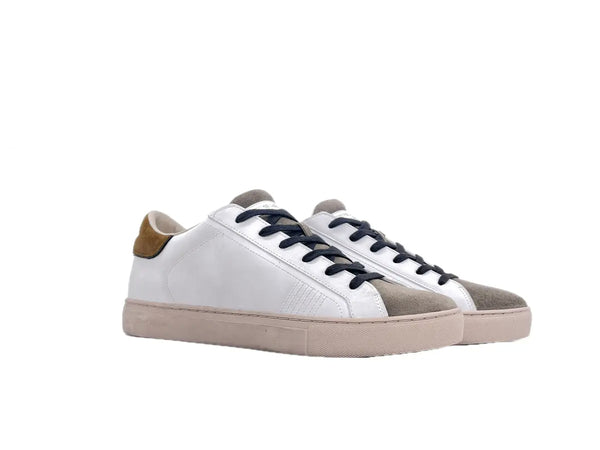 CRIME LONDON ESSENTIAL Sneaker uomo bianche e taupe