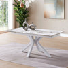 Tavolo Betelgeuse con gambe in metallo e piano in ceramica, design moderno, 160/240 x 110 x h 76 cm