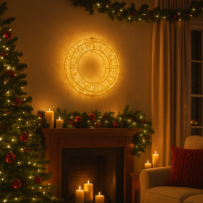 Corona natalizia, con Timer, con luce LED a luce extra-calda per decorazioni natalizie