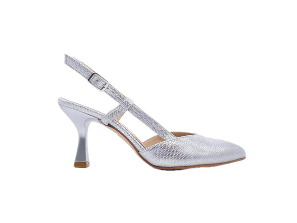 ELLEN Slingback donna in pelle Iron argento