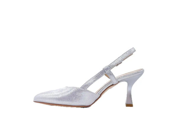 ELLEN Slingback donna in pelle Iron argento